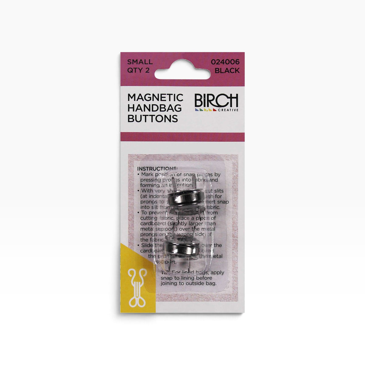 Birch Magnetic Handbag Buttons, Black