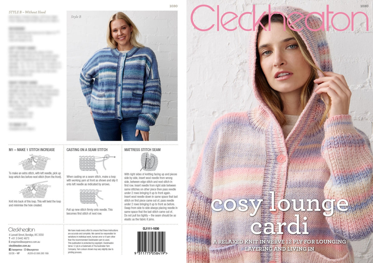 Cleckheaton 1030 Cosy Lounge Cardi pattern, page 2
