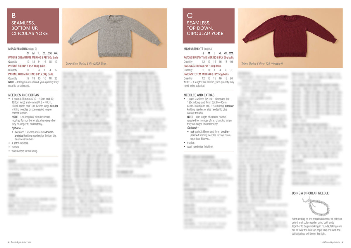 Time and Again Knits, inside pages