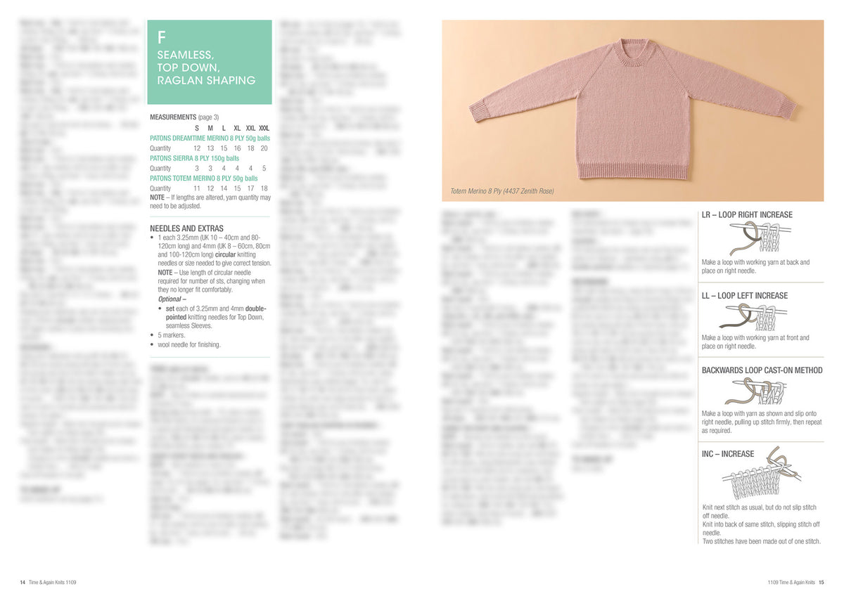 Time and Again Knits, inside pages