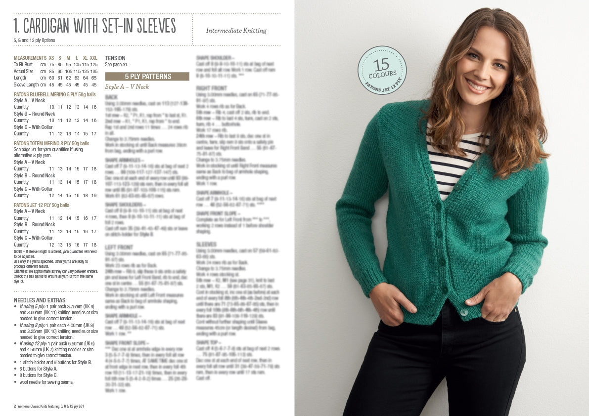 Patons 1308 Woman's Classic Knits pattern, page 2
