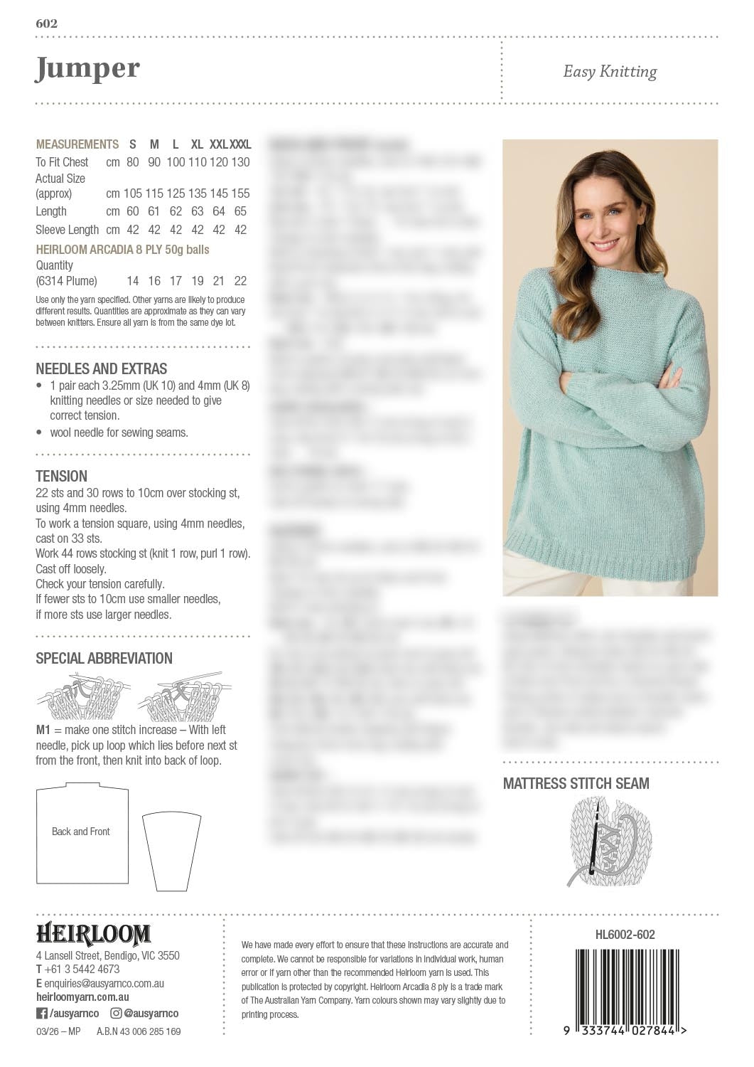 Heirloom 602 Selene Jumper pattern, page 2