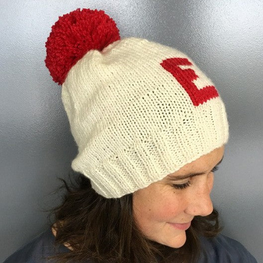 Initial Letter Beanie Knitting Pattern in Cleckheaton Country Aran 10 Ply