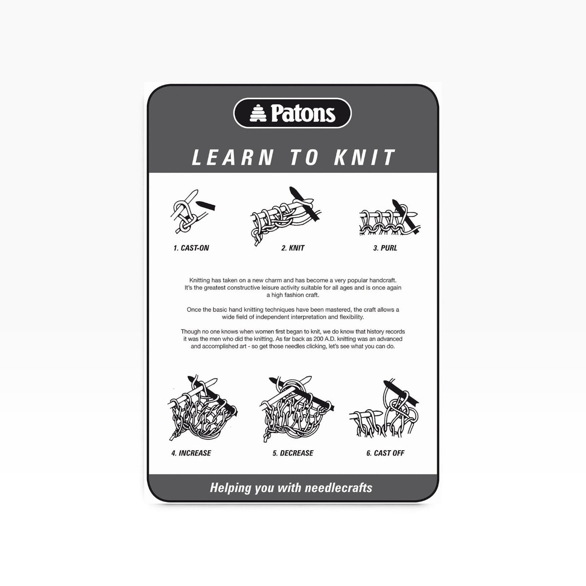 Patons Learn to Knit Leaflet pattern, cover