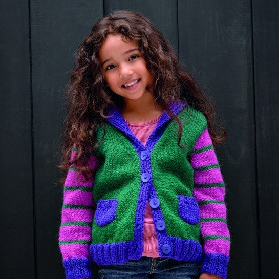 Kids Cardigan Knitting Pattern in Patons Jet 12 Ply