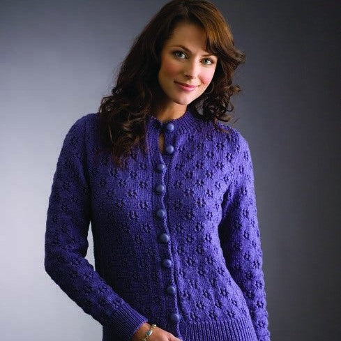 Eyelet Sweater or Cardigan Knitting Pattern in Patons Totem 8 Ply