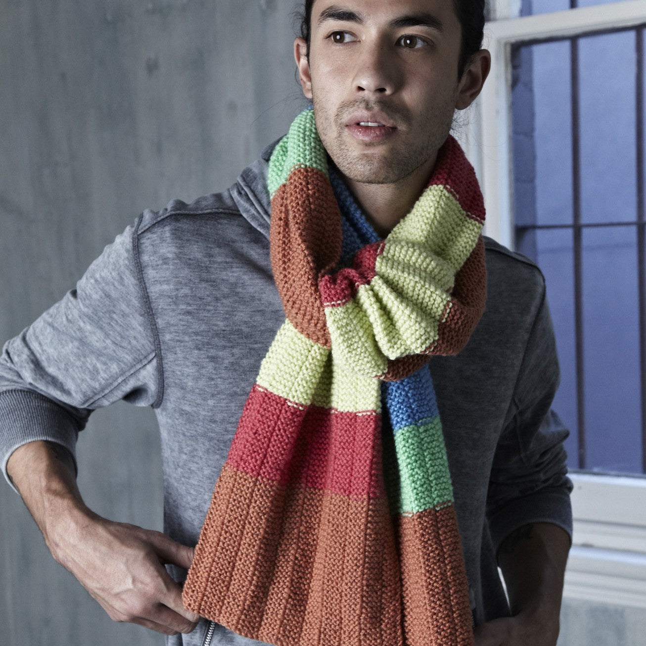 Autumn Striped Scarf Knitting Pattern in Cleckheaton Country 8 Ply