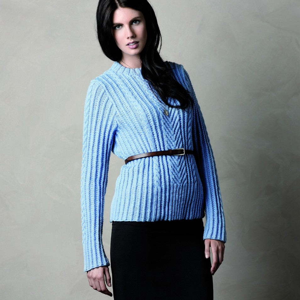 Cabled Jumper Knitting Pattern in Cleckheaton Country 8 Ply