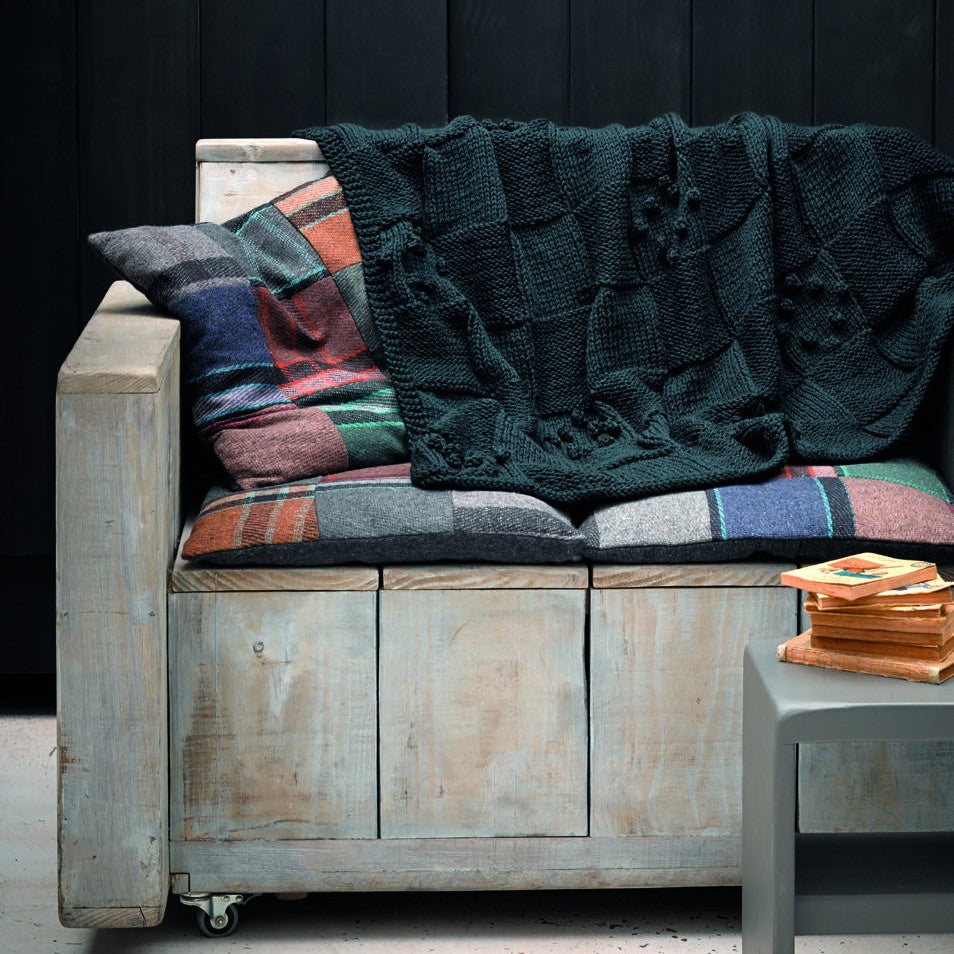 Checkerboard Throw Knitting Pattern in Cleckheaton Country 8 Ply