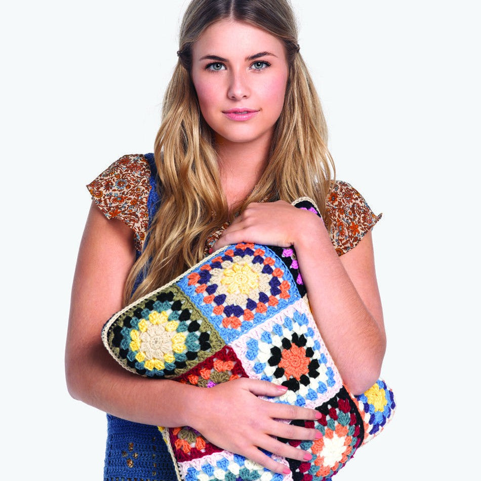 Granny Square Cushion Crochet Pattern in Cleckheaton Country 8 Ply
