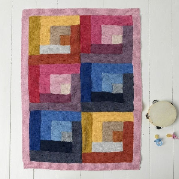 Log Cabin Baby Blanket Knitting Pattern in Cleckheaton Country 8 Ply