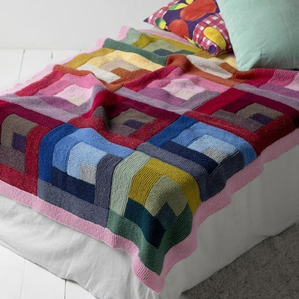 Log Cabin Throw Knitting Pattern in Cleckheaton Country 8 Ply