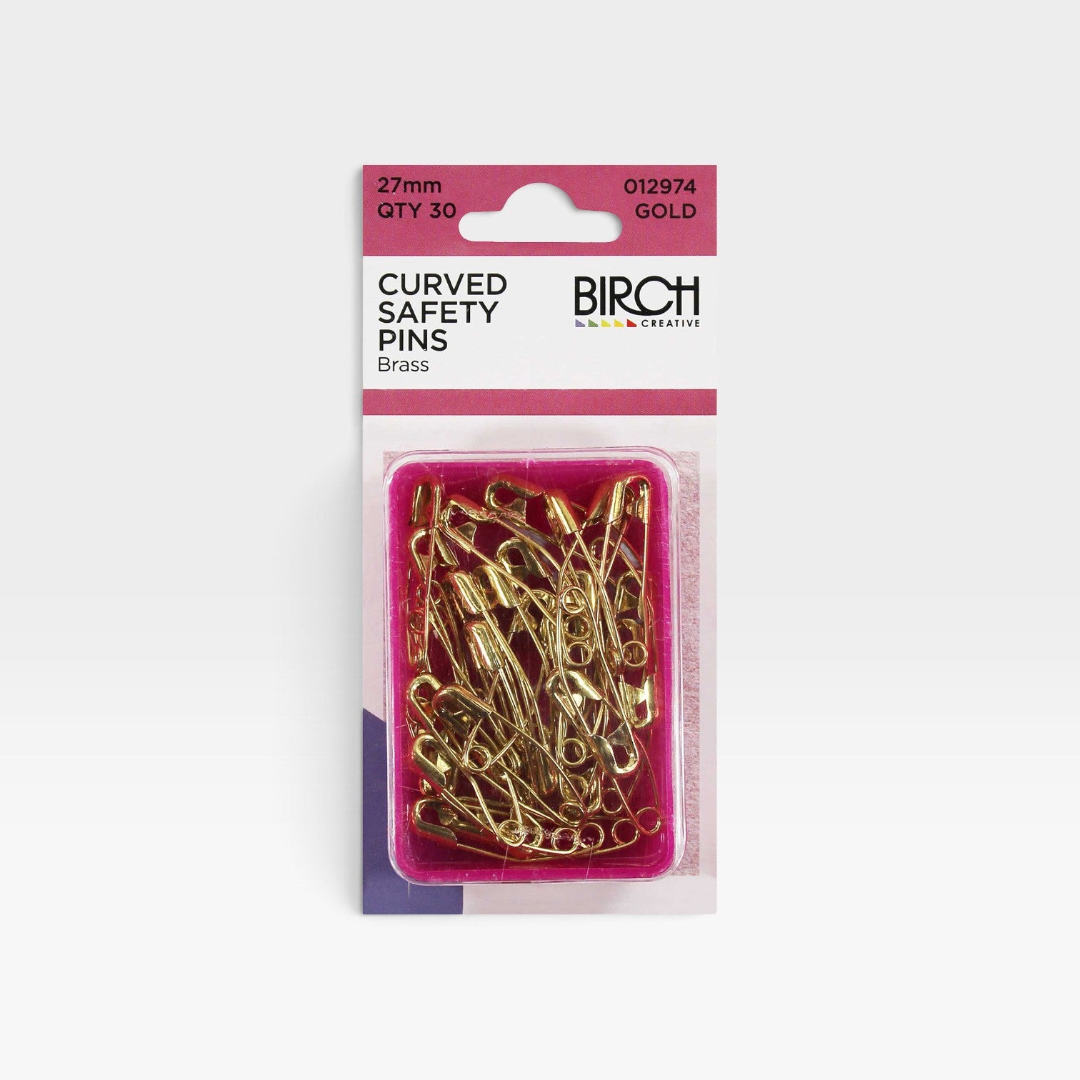Curved Safety Pins Brass 27mm