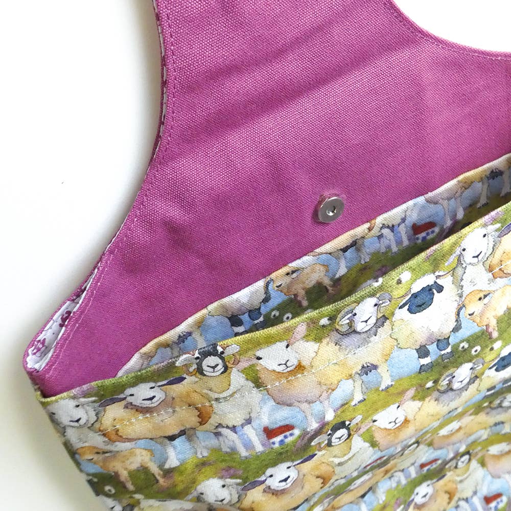 Emma Ball Felted Sheep Large Wrist Bag, lining and pocket