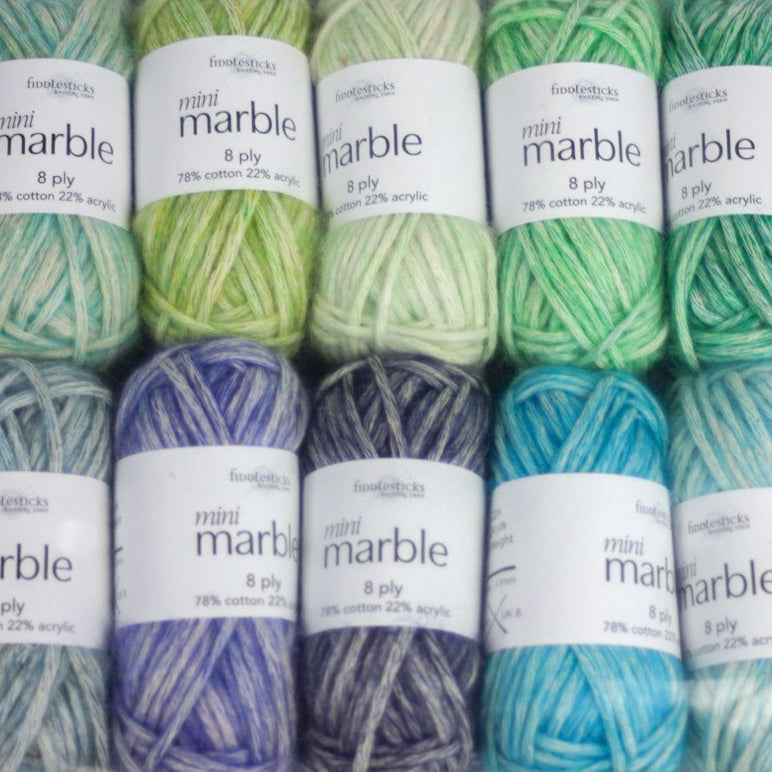 Fiddlesticks Mini Marble 8 Ply Greens & Blues 03