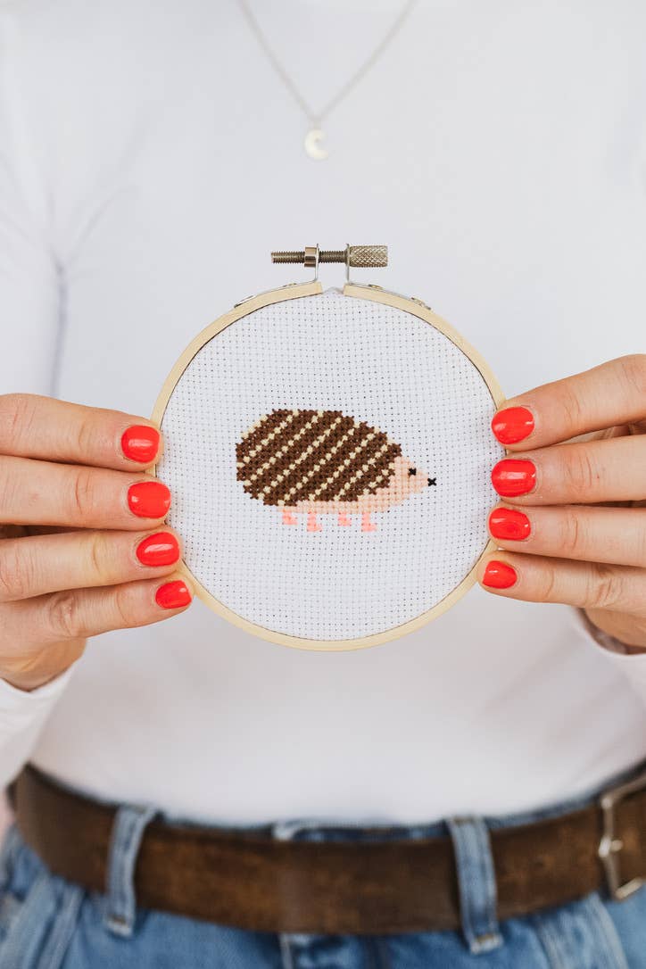 Hedgehog Cross Stitch Kit, detail