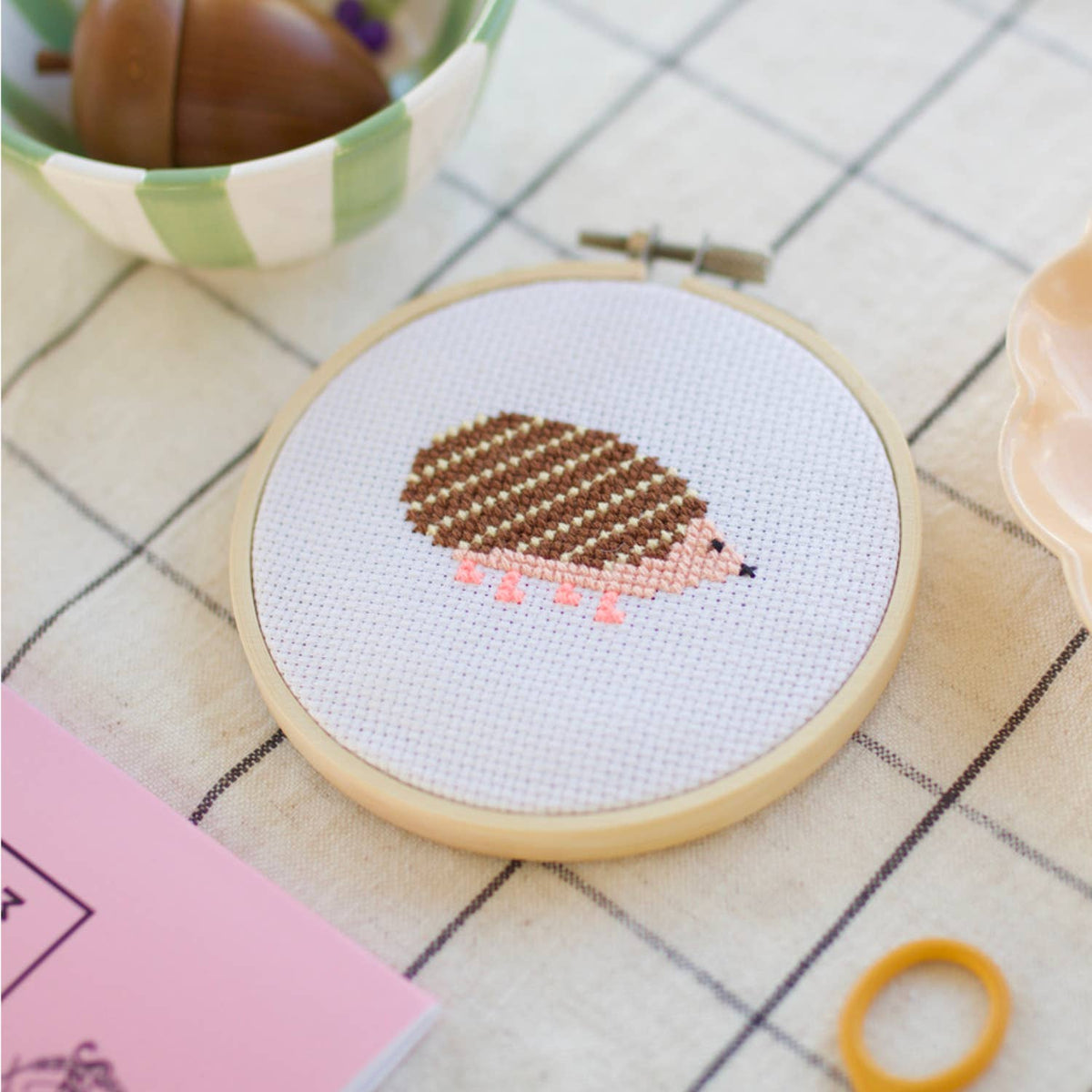 Hedgehog Cross Stitch Kit, detail
