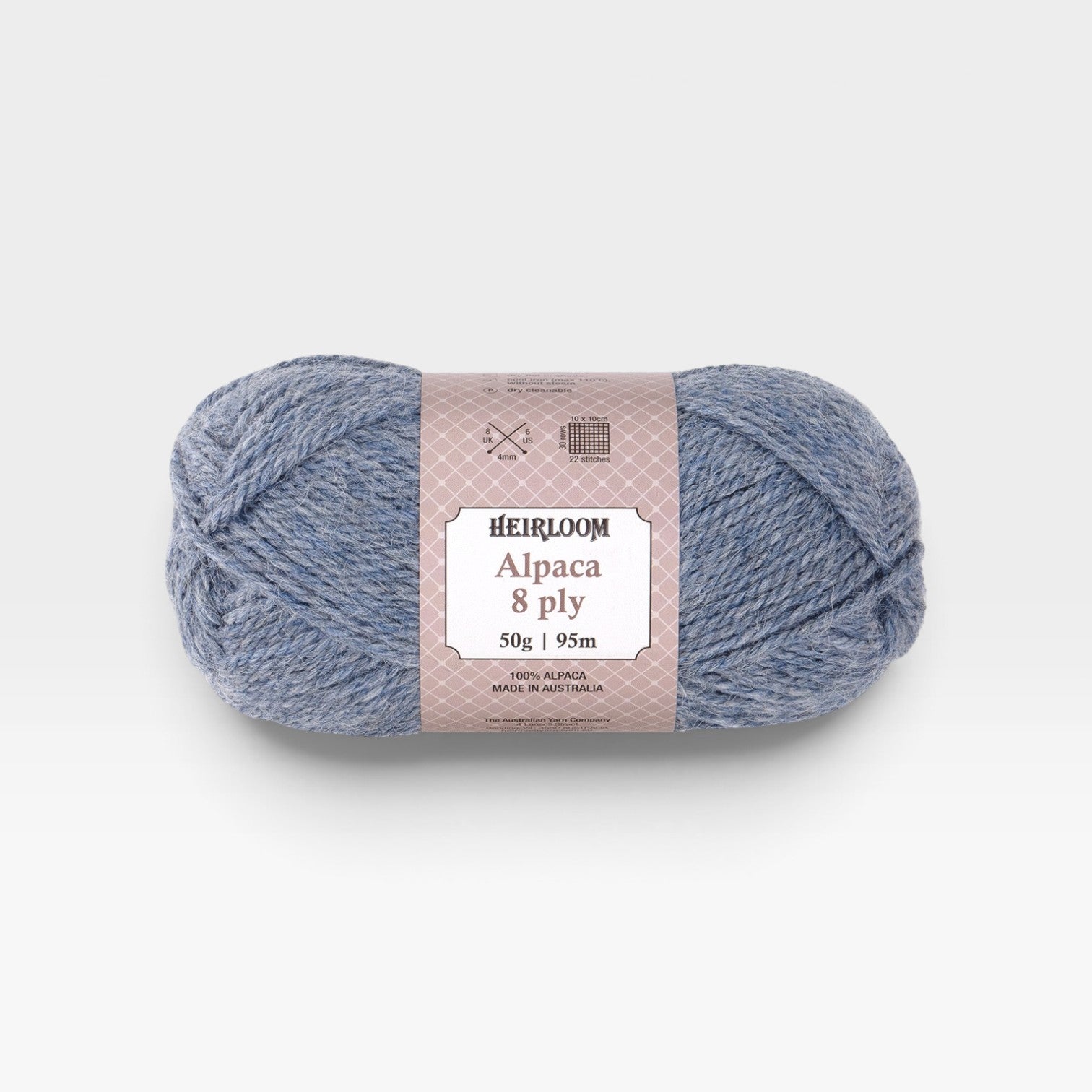 Heirloom Alpaca 8 ply - Grey Blue Heather