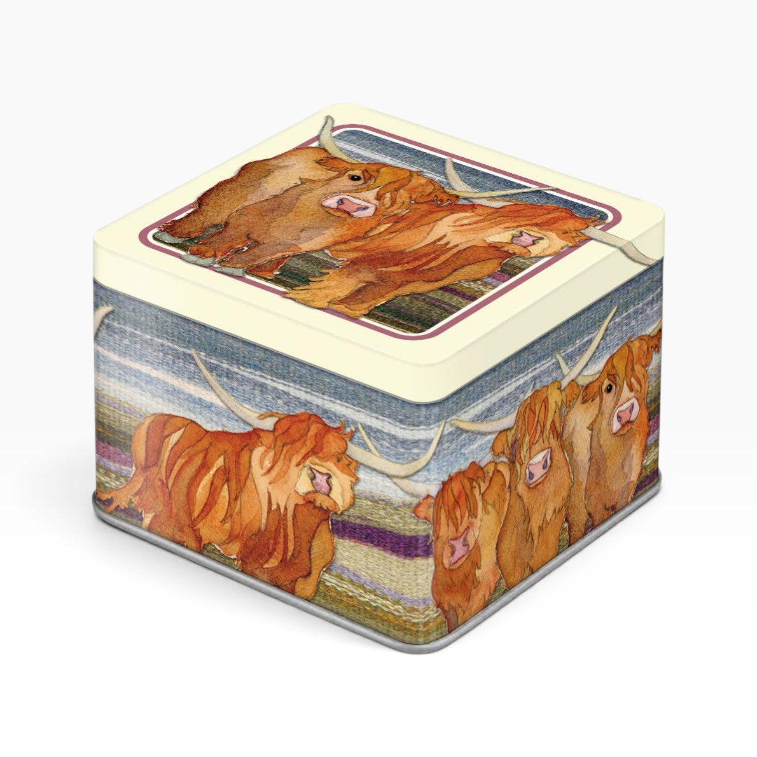 Highland Coos . Small Square Tin