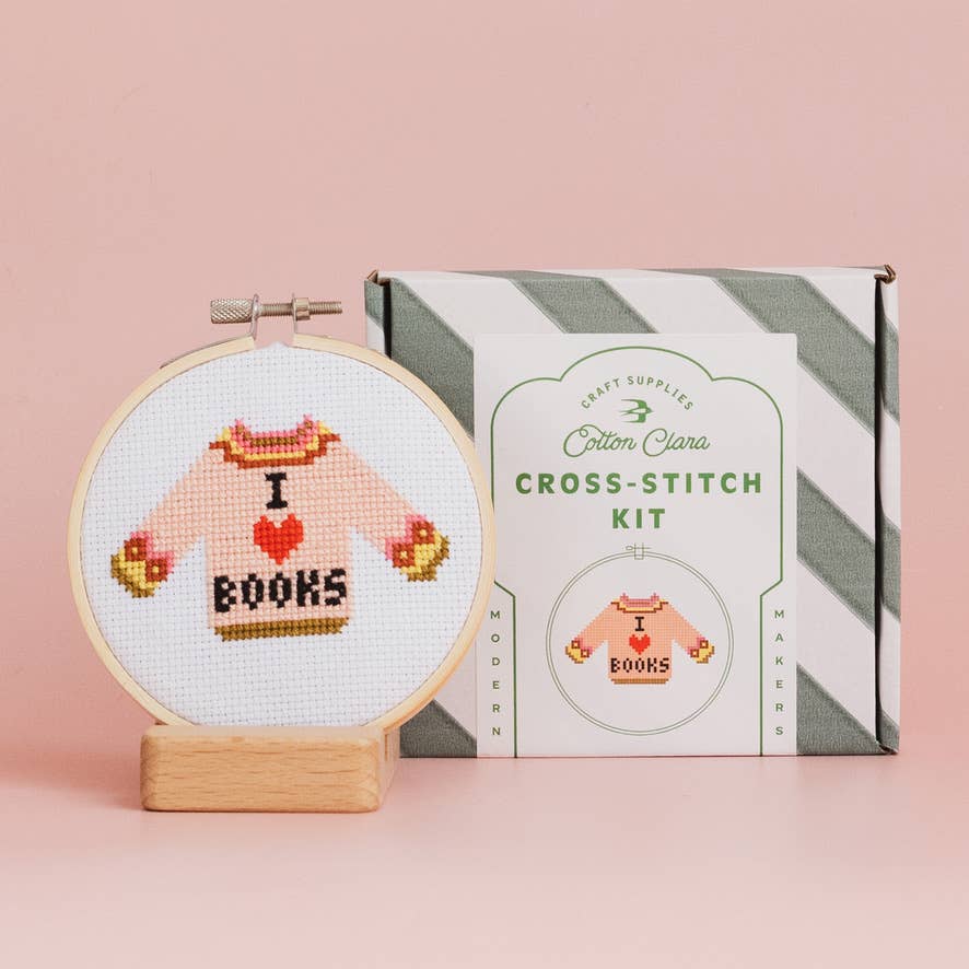 I Love Books Cross Stitch Kit, detail