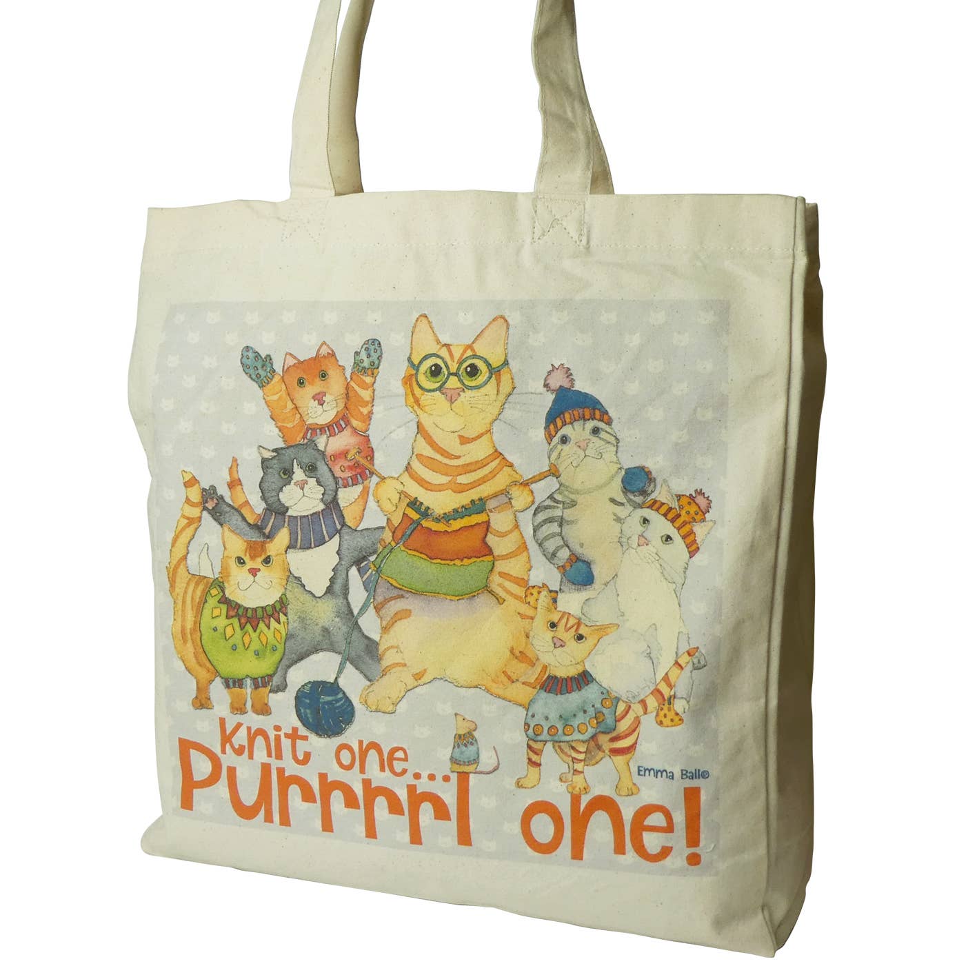 Knit One, Purrrrrl One - Cotton Canvas Bag
