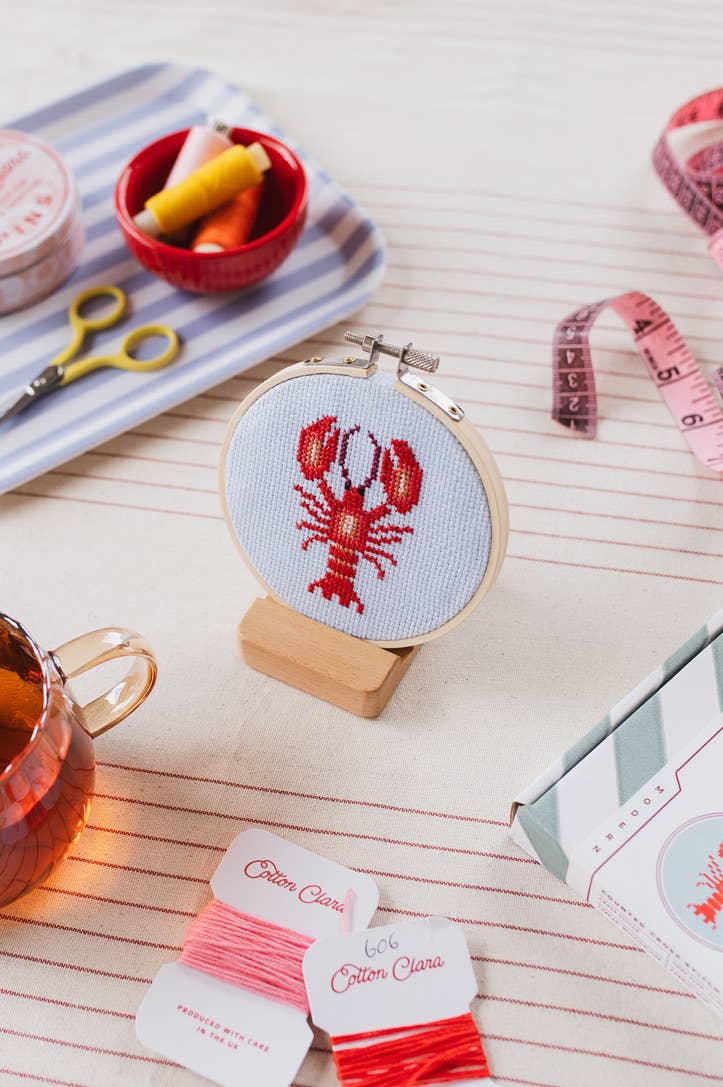 Lobster Cross Stitch Kit, detail