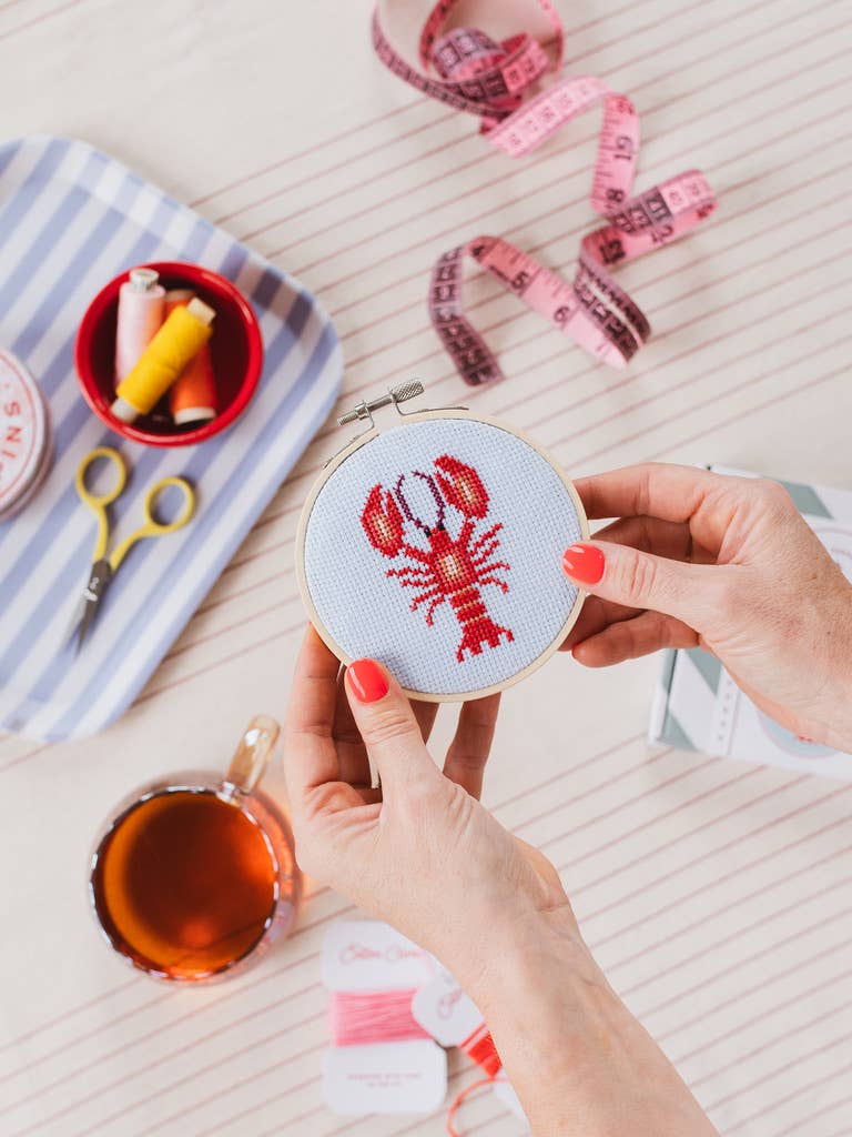 Lobster Cross Stitch Kit, detail