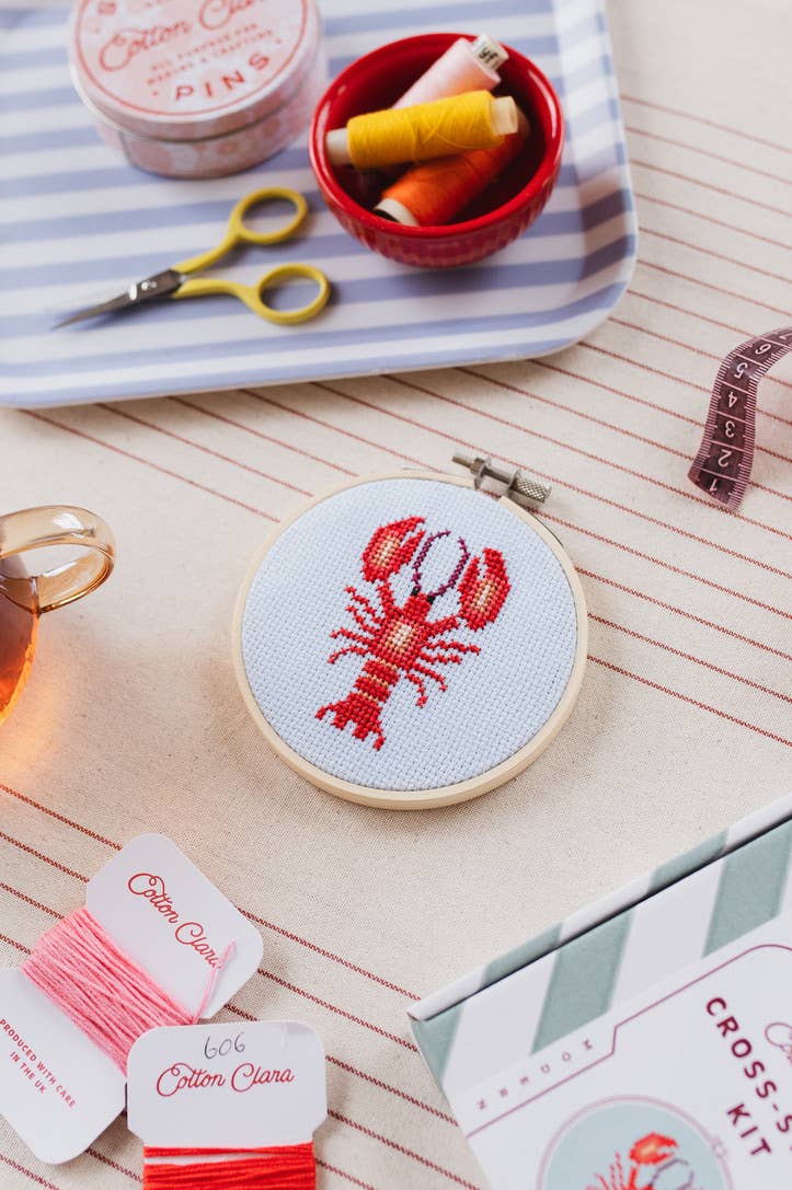 Lobster Cross Stitch Kit, detail
