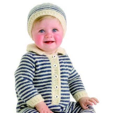 Baby Overalls and Hat Knitting Pattern in Panda Magnum 8 Ply