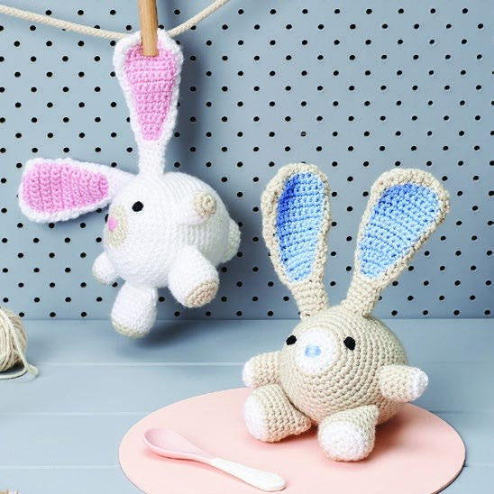 Crocheted Rabbit Pattern in Panda Magnum Soft 8 Ply