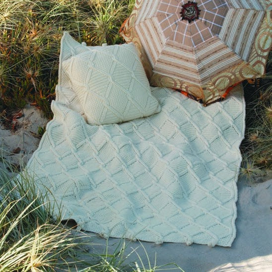 Diamond Throw and Cushion Knitting Pattern in Panda Magnum 8 Ply