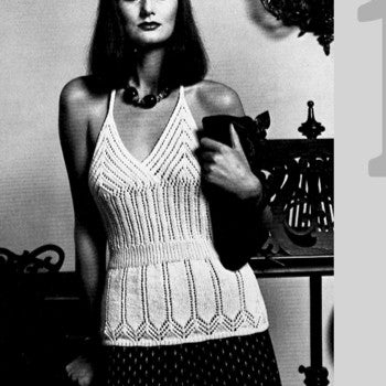 Vintage 1974 Halter Neck Top Knitting Pattern in Patons Bluebell 5 Ply