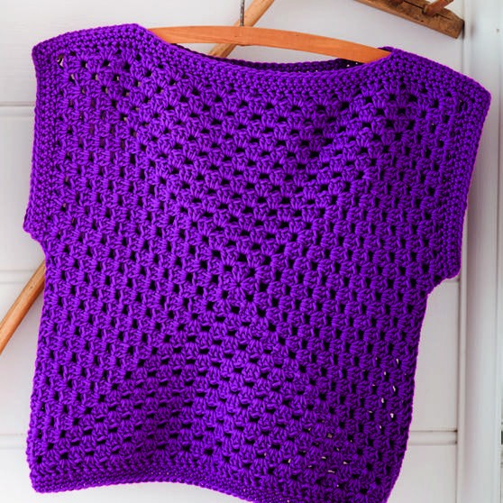 Childs Granny Square Top Crochet Pattern in Patons Cotton Blend 8 Ply