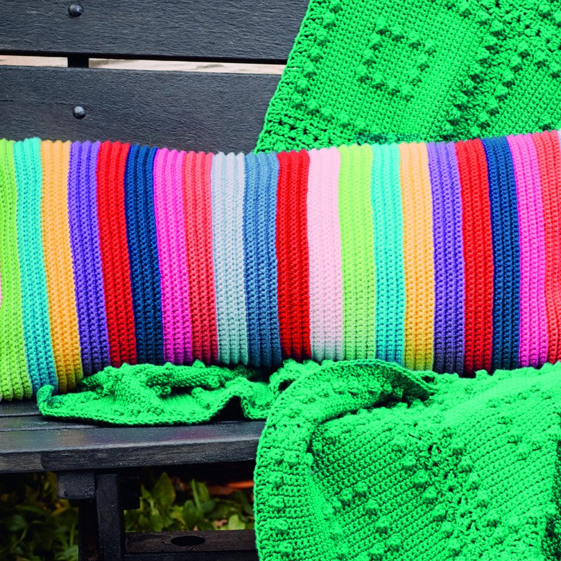 Striped Cushion Crochet Pattern in Patons Cotton Blend 8 Ply
