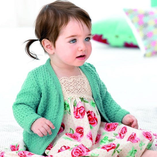 Textured Baby Cardigan Knitting Pattern in Patons Dreamtime 4 Ply
