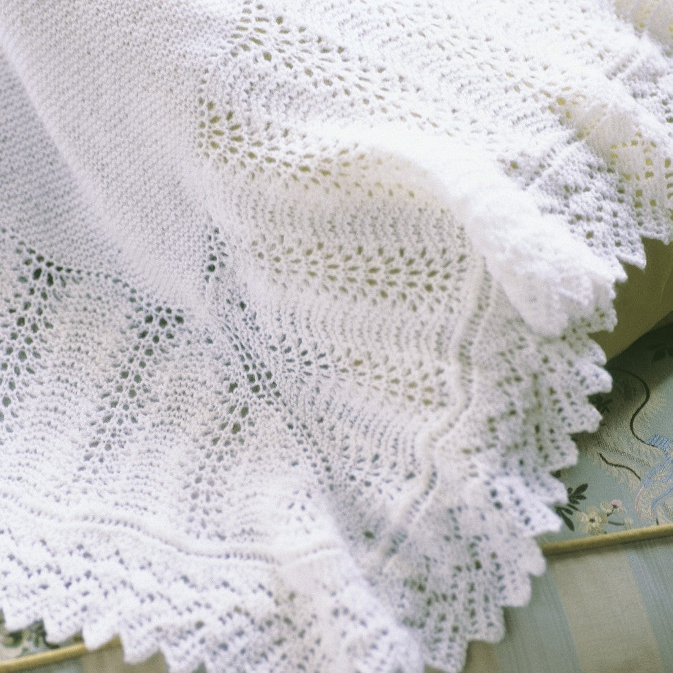 Feather Knitted Shawl Pattern in Patons Dreamtime Merino 4 Ply