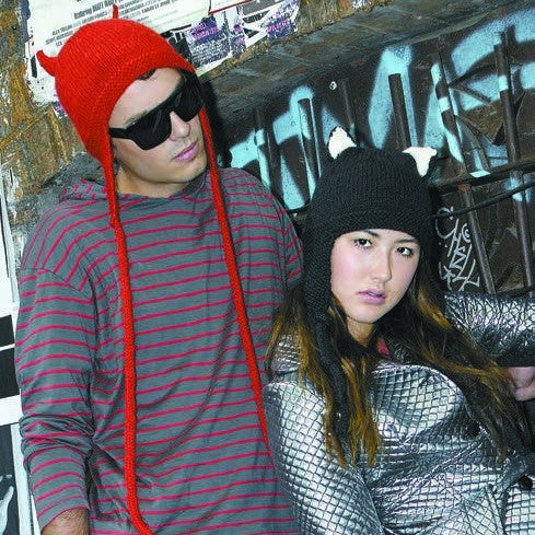 Cat Hat and Devil Hat Knitting Pattern in Patons Jet 12 Ply