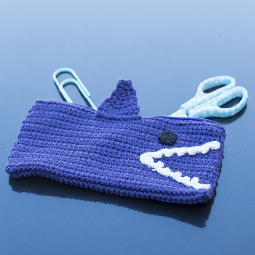 Shark Pencil Case Crochet Pattern in Patons Cotton Blend 8 Ply