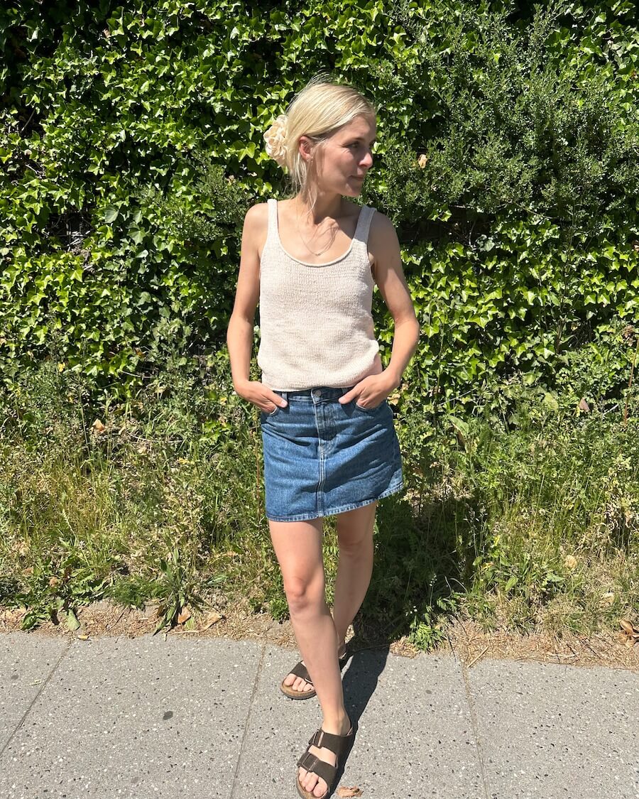 PetiteKnit June Top, knitted sample