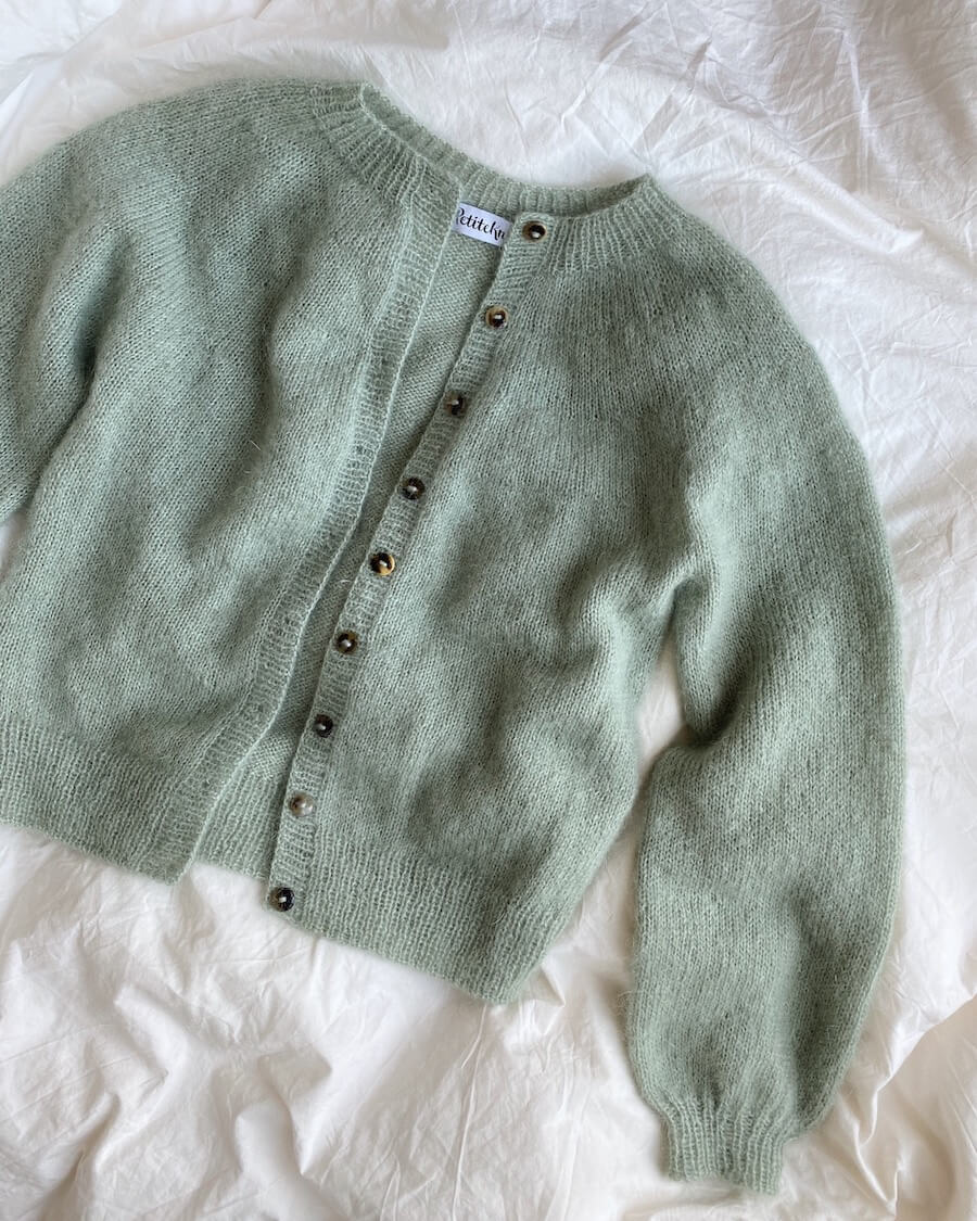 PetiteKnit Novice Cardigan Mohair Edition, knitted sample