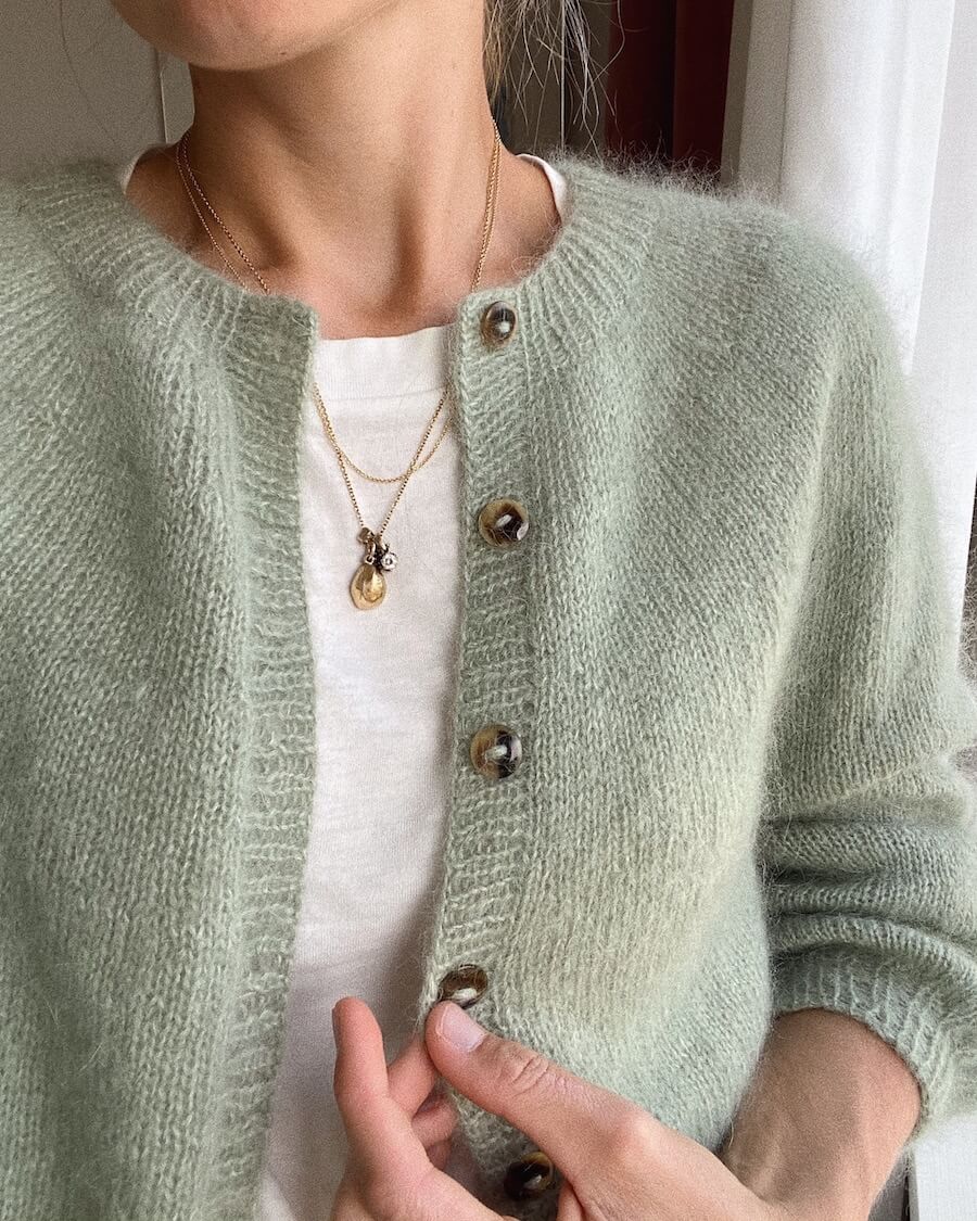 PetiteKnit Novice Cardigan Mohair Edition, knitted sample
