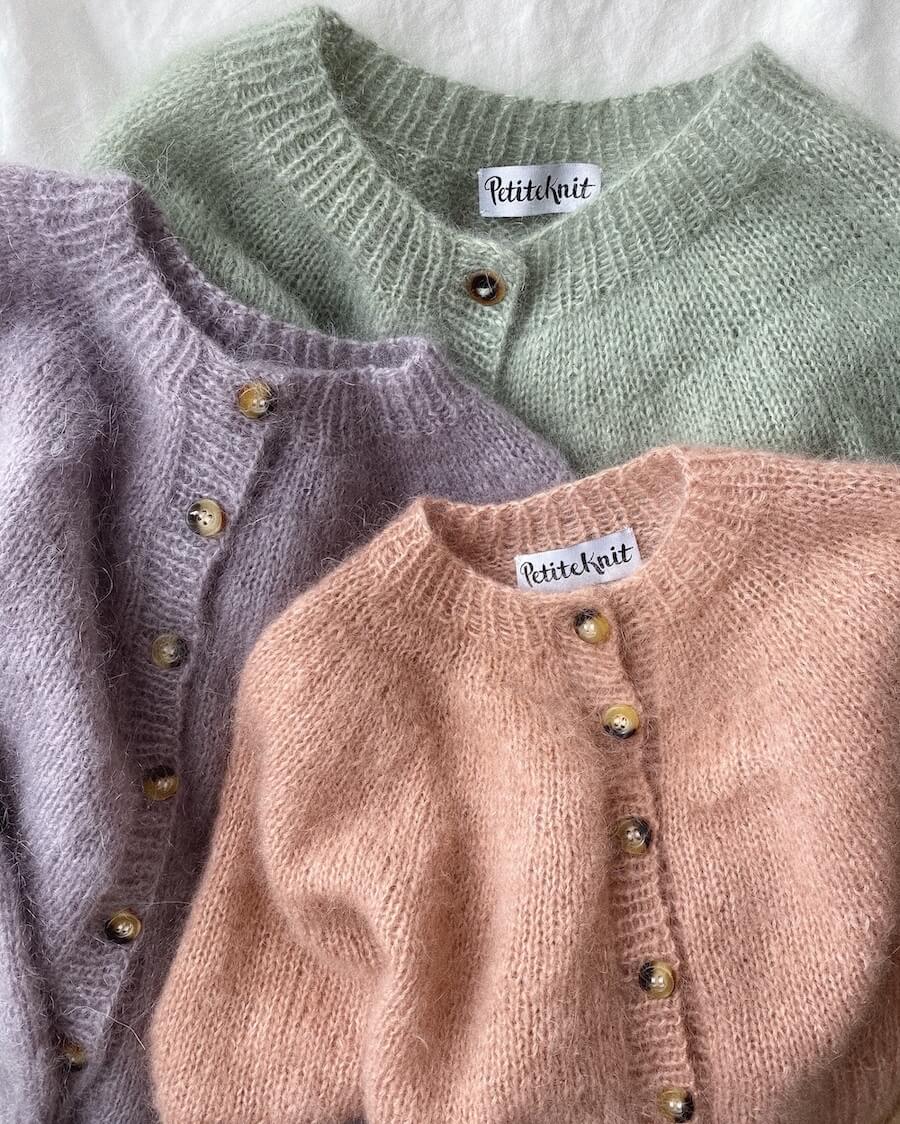 PetiteKnit Novice Cardigan Mohair Edition, knitted sample
