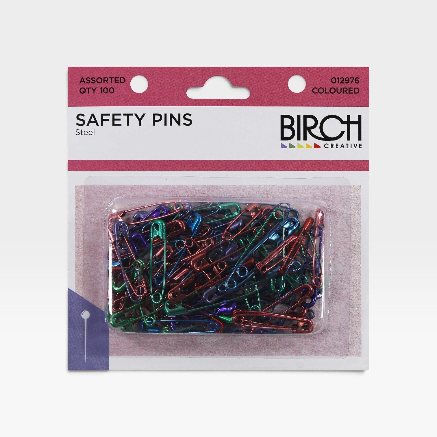 Safety Pins Coloured Safety (100 Piece)