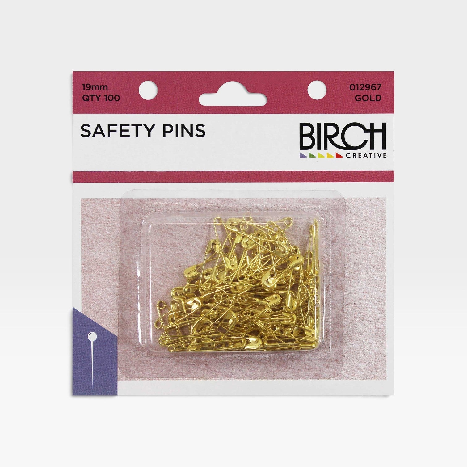 Safety Pins Gold 19mm