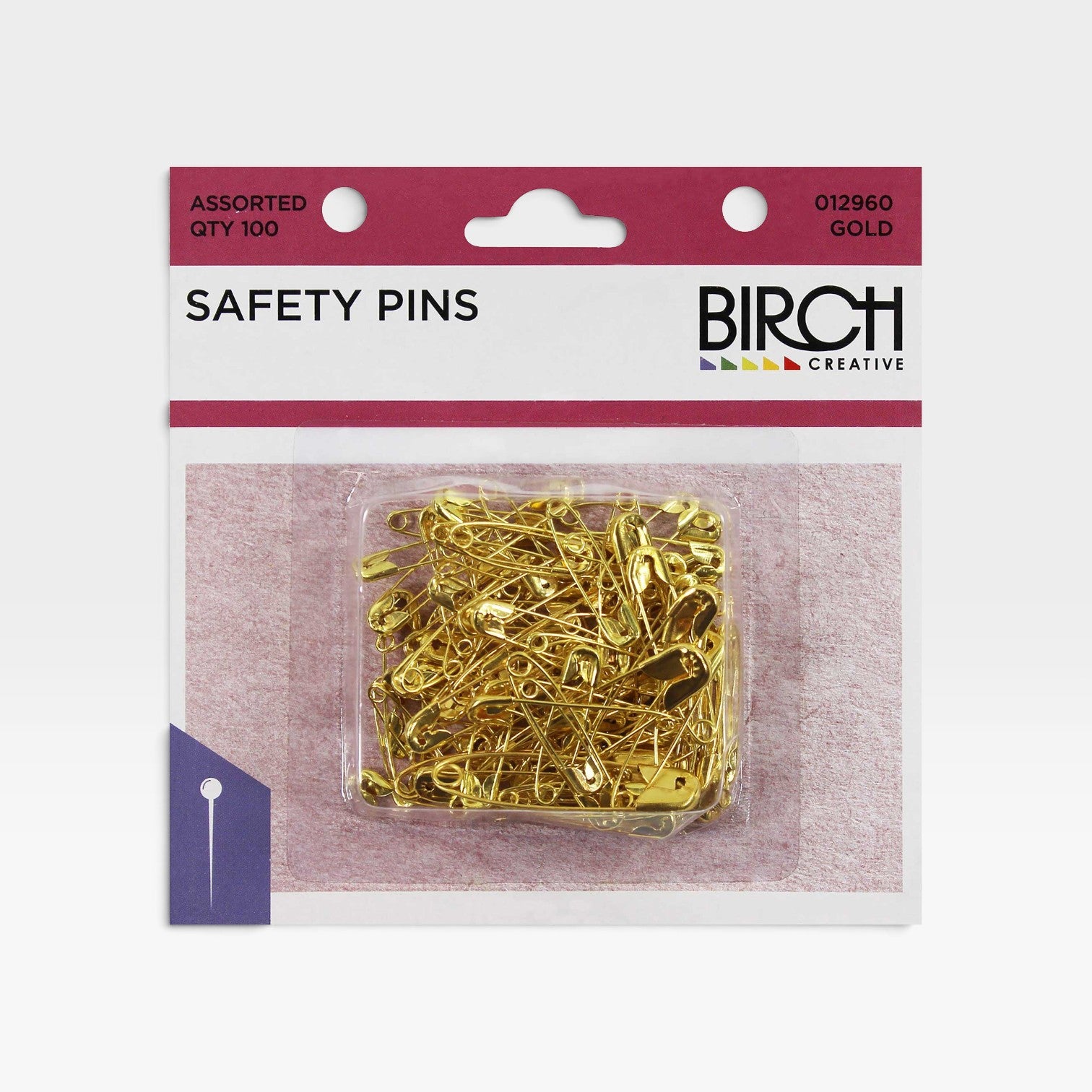 Gold Safety Pins Assorted Sizes (100 Pieces)