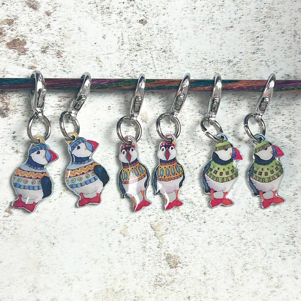 Puffins Die-Cut Crochet Stitch Markers (Set of 6)