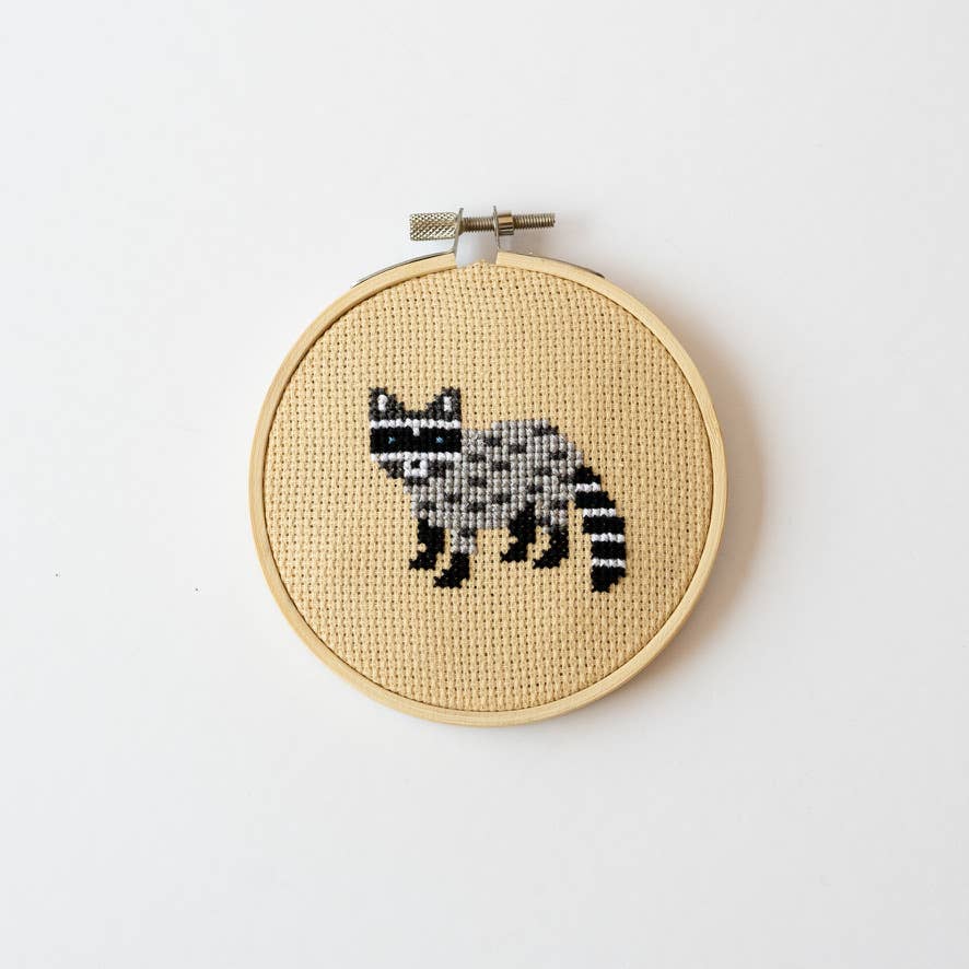 Raccoon Cross Stitch Kit, detail