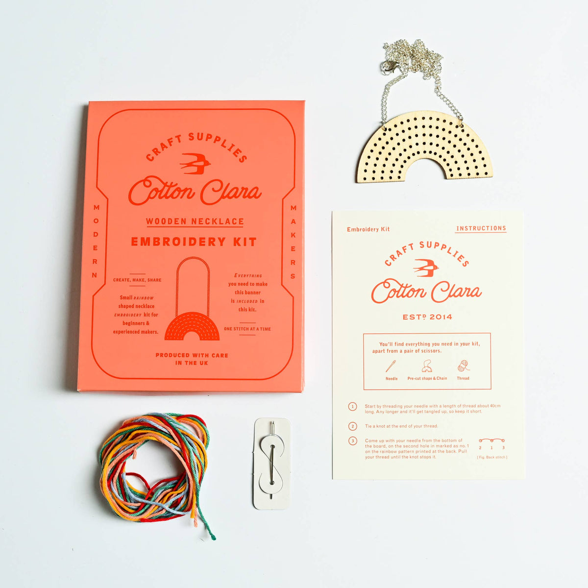 Rainbow Necklace Embroidery Kit, detail