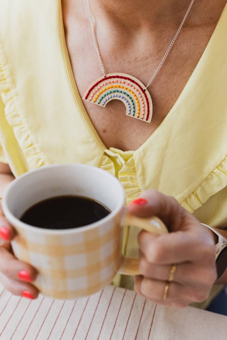 Rainbow Necklace Embroidery Kit, detail