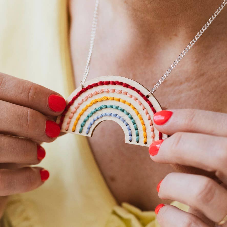 Rainbow Necklace Embroidery Kit, detail